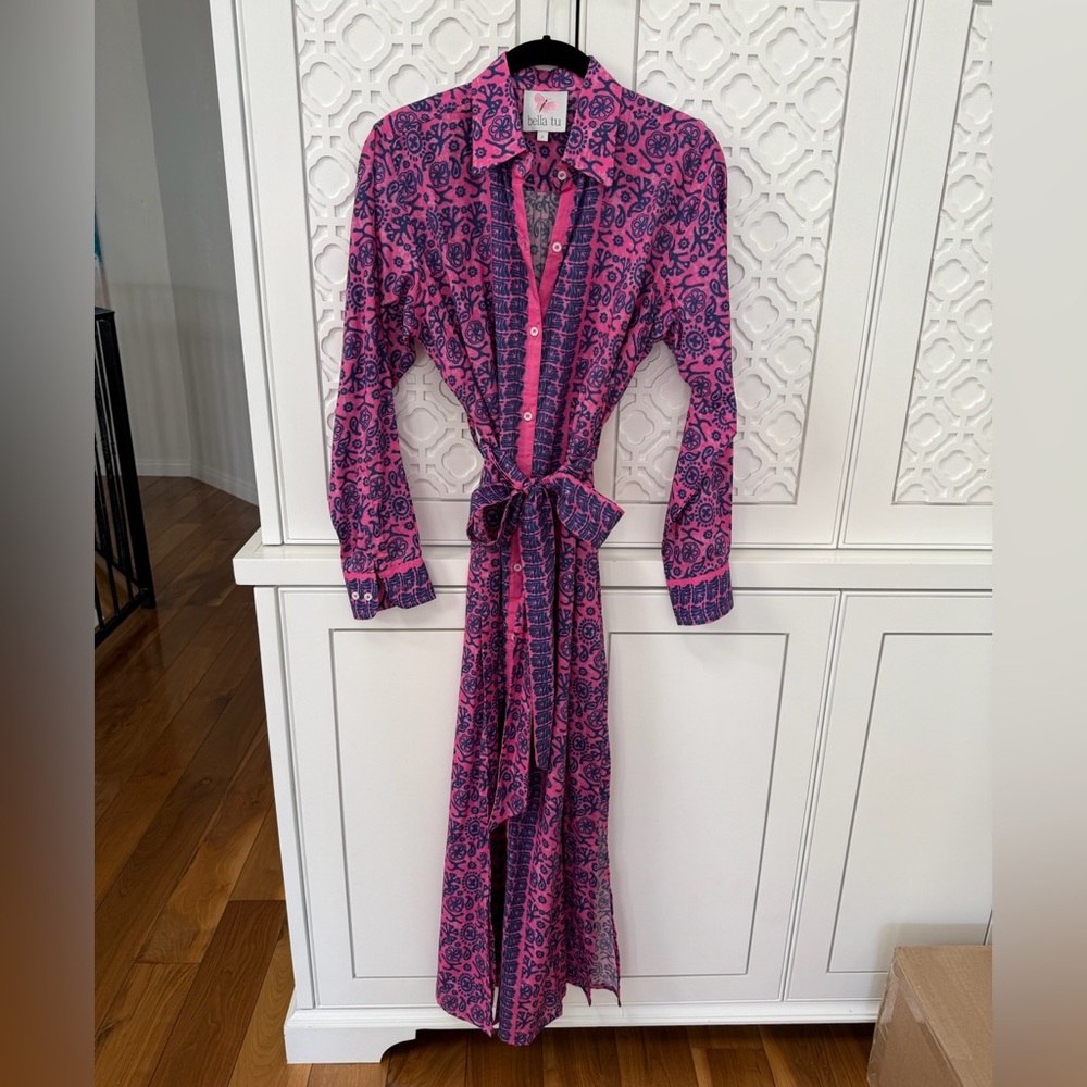 BELLA TU Pink and Purple Long Sleeve Dress.